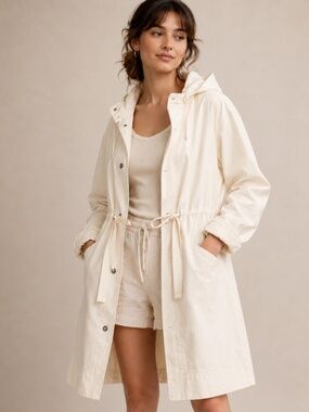 Everlane The Canvas Organic Cotton Parka‎ Bone Hooded Coat Size S